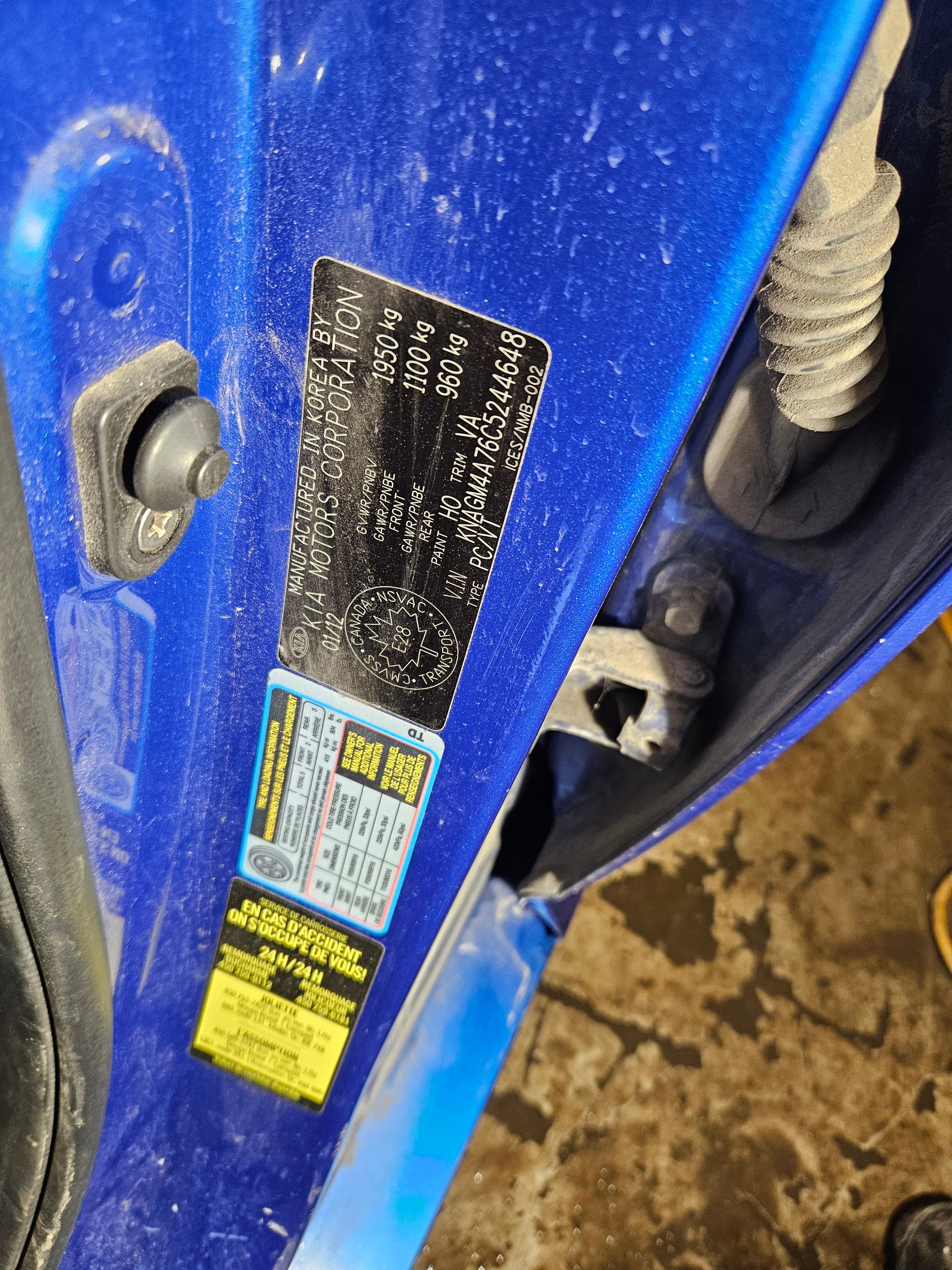 Passenger Side Front Door - 2012 Kia Optima (Blue, Grade A Condition)
